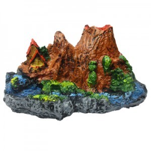 Adrono de Resina Volcan con Lago 24X24X17 CM.