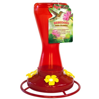 Alimentador para Colibris 4 Estaciones de Alimentacion Color Rojo 470 Mililitros
